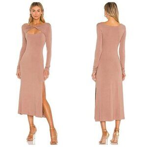 NBD Long Sleeve Midi Dress - Blush Taupe